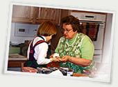 grandmother teaching child